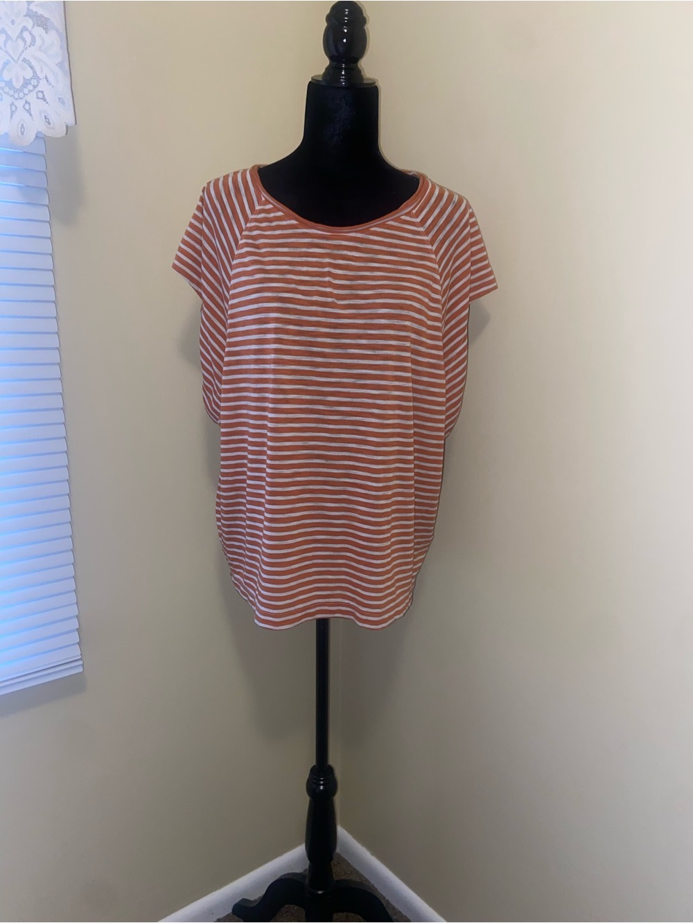 We The Free Rust and White Striped Short Sleeve Tee